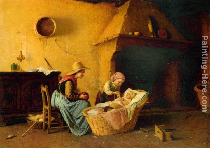 Feeding the Baby painting - Gaetano Chierici Feeding the Baby art painting